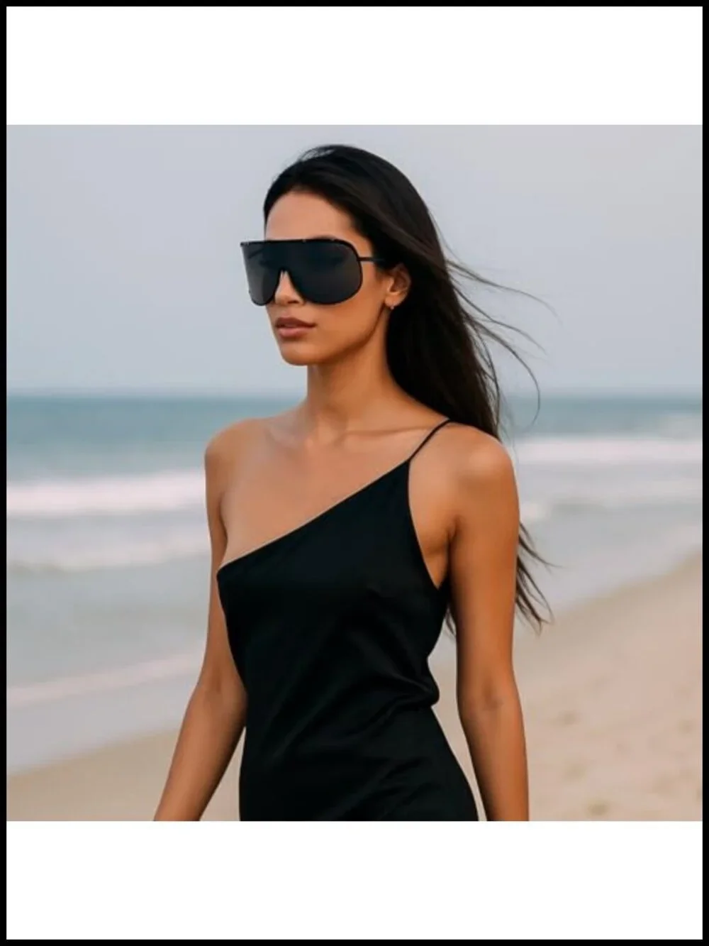 Oversized Square Shield Sunglasses with UV400 Protection